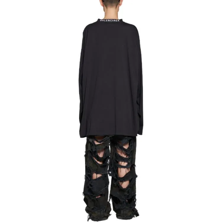 Balenciaga Long Sleeve T-shirt Oversized 'Black Faded' 739783TOVF49034 sold by KicksCrew product image thumbnail 4