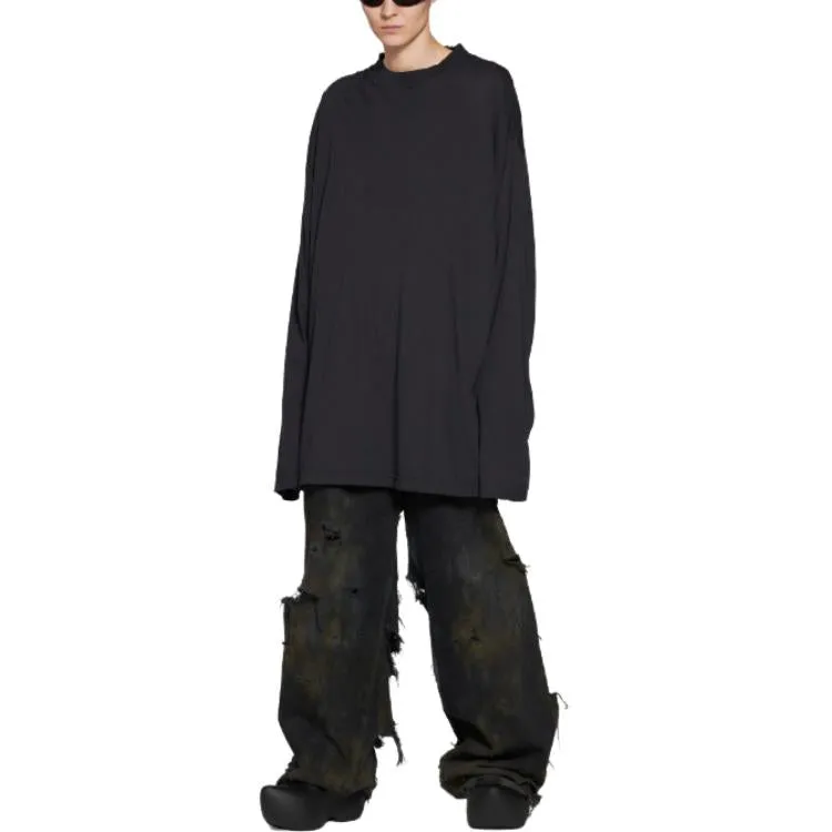 Balenciaga Long Sleeve T-shirt Oversized 'Black Faded' 739783TOVF49034 sold by KicksCrew product image thumbnail 3