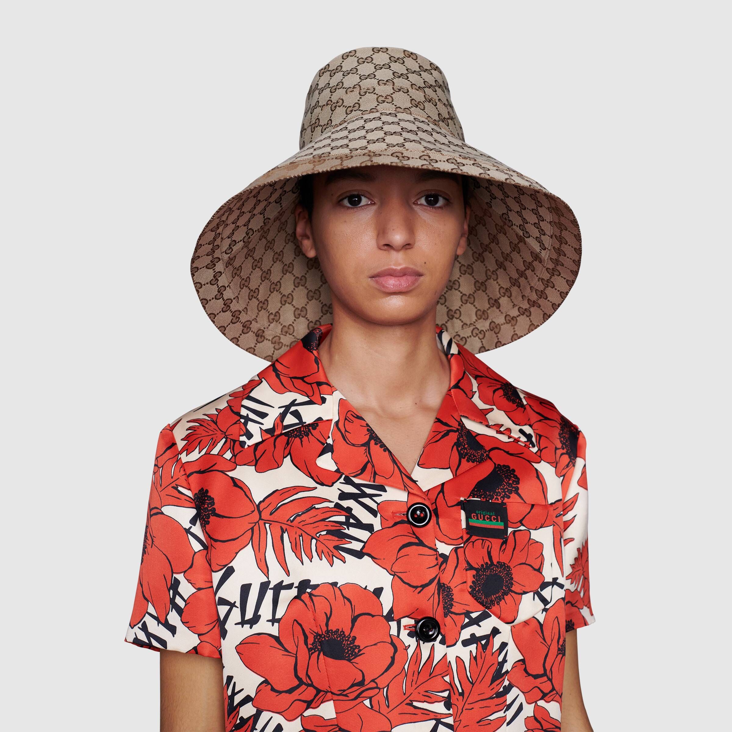 Gucci GG Canvas Wide Brim Hat 'Beige/Ebony' 631958-KQW00