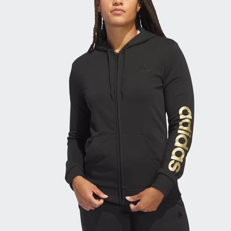 (WMNS) Adidas Essentials Logo Hoodie 'Black' H07761 sold by KicksCrew product image thumbnail 2