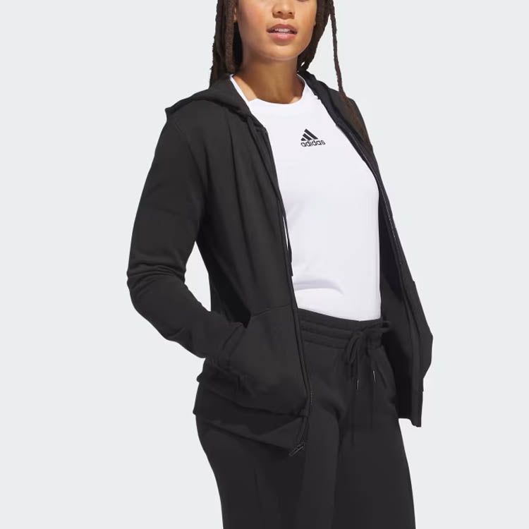 (WMNS) Adidas Essentials Logo Hoodie 'Black' H07761 sold by KicksCrew product image thumbnail 4