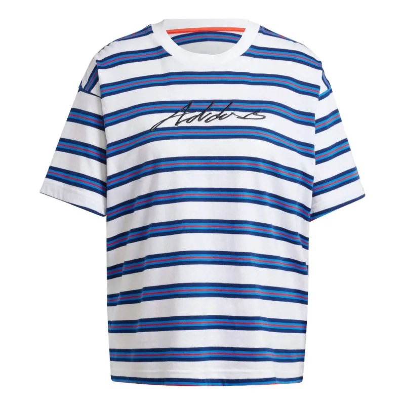 adidas Americana Stripes T-shirt Asia Sizing 'White Blue Red' IR5822 sold by KicksCrew