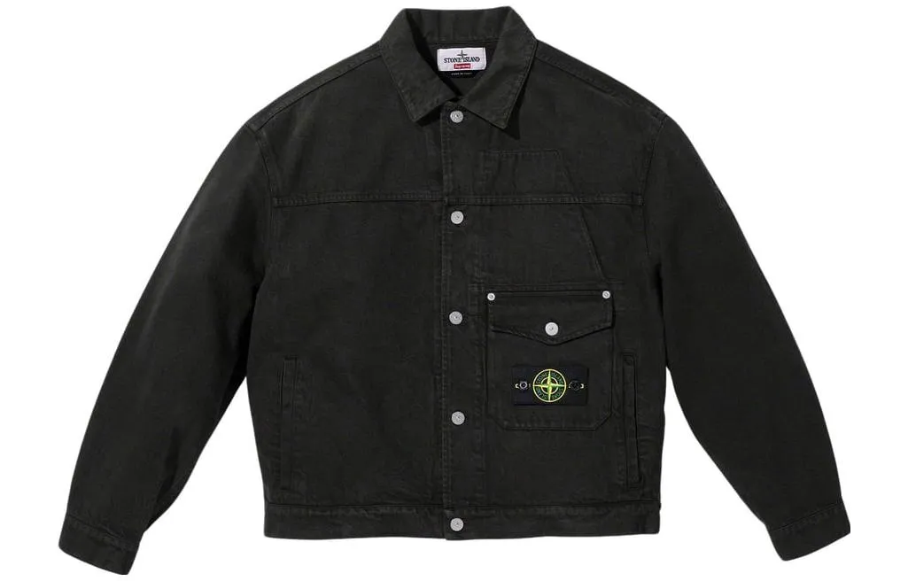 Supreme x STONE ISLAND FW23 Week10 Denim Trucker Jacket Logo 'Black' SUP-FW23-170 sold by KicksCrew product image thumbnail 3