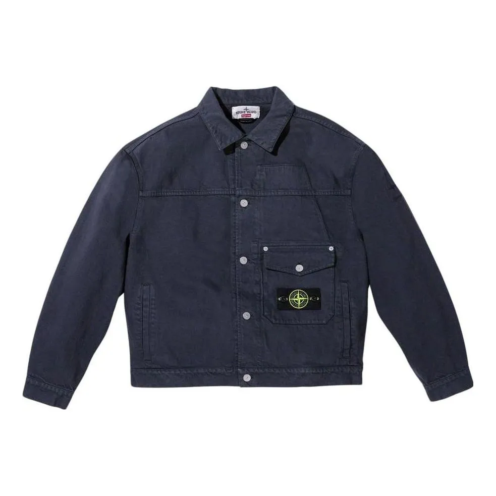 Supreme x STONE ISLAND FW23 Week10 Denim Trucker Jacket Logo 'Black' SUP-FW23-170 sold by KicksCrew