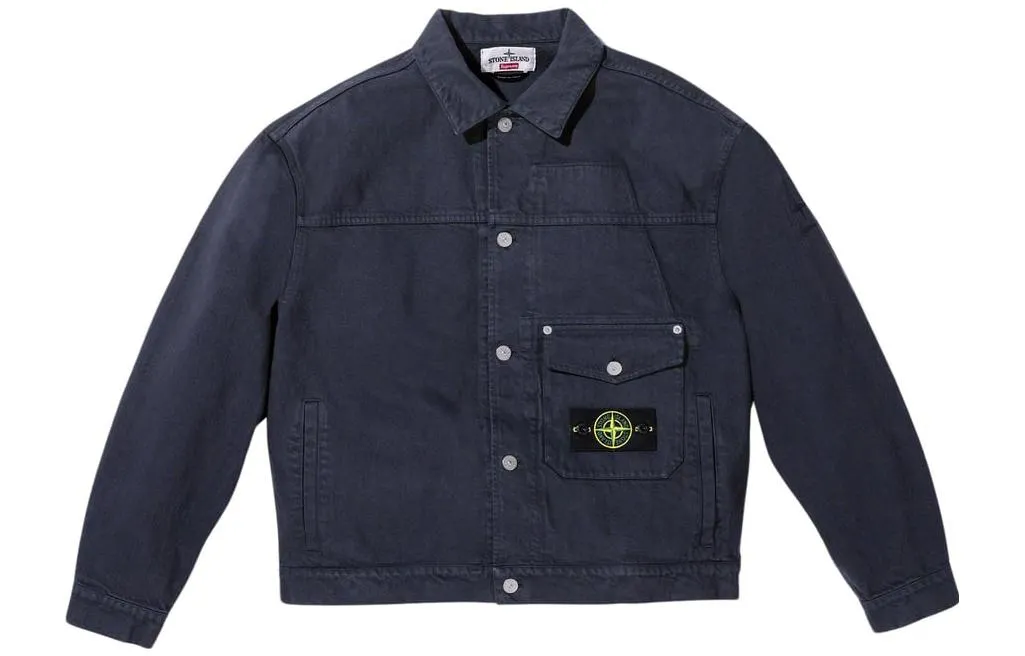 Supreme x STONE ISLAND FW23 Week10 Denim Trucker Jacket Logo 'Black' SUP-FW23-170 sold by KicksCrew product image thumbnail 2