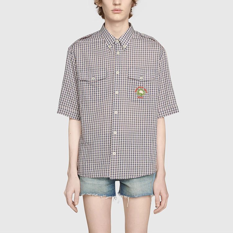 Gucci Check Mon Petit Chou Short Sleeve Shirt 'Navy' 654883-ZAG0G-4310 sold by KicksCrew product image thumbnail 4