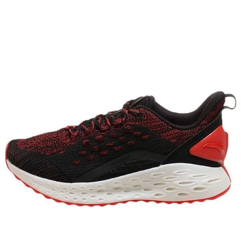 (WMNS) ANTA Running Series Sneakers 'Black with Red Mesh' 12915588-10 sold by KicksCrew