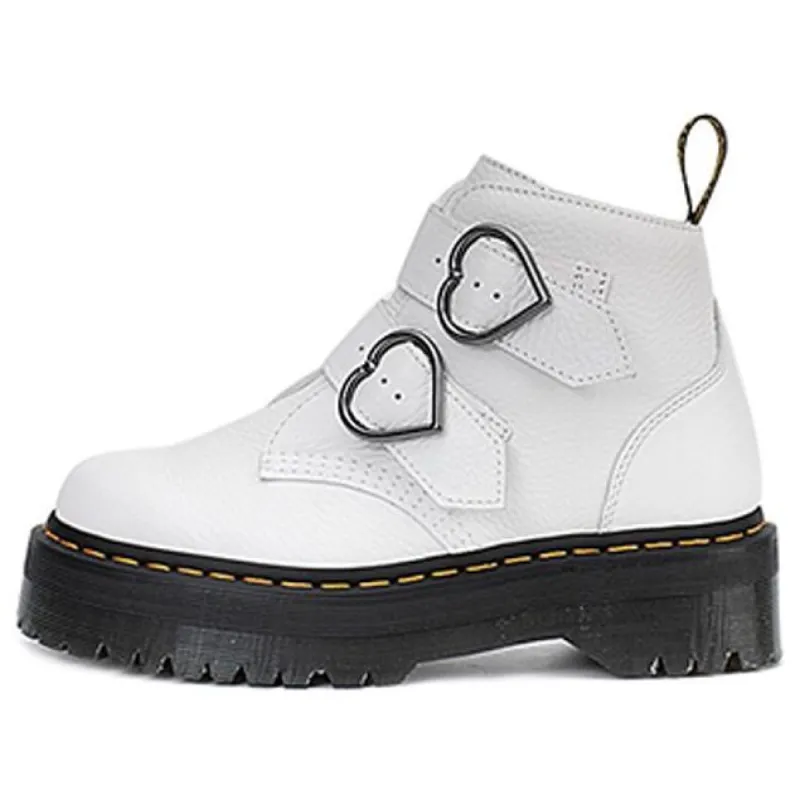 (WMNS) Dr.Martens Devon Heart Leather Platform Boots 'White' 26439100 sold by KicksCrew