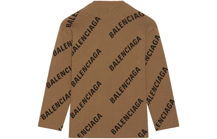 Balenciaga All Over Logo Crewneck Wool Knit Sweater 'Light Brown' 657401T32002900 sold by KicksCrew product image thumbnail 2