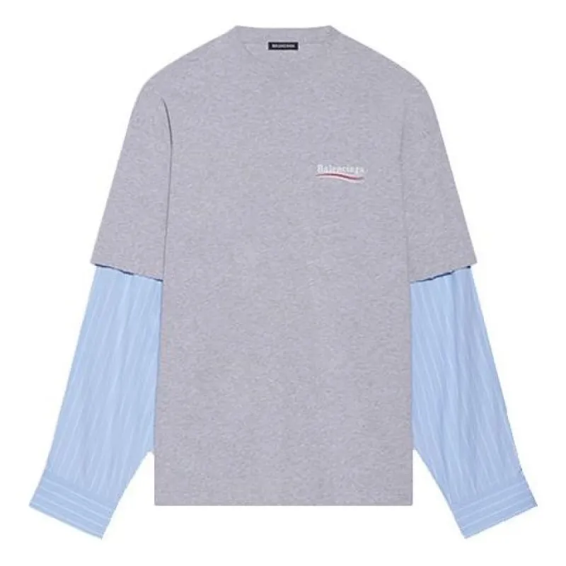 Balenciaga Political Campaign Layered T-Shirt 'Grey' 671401TKVJ11379 sold by KicksCrew