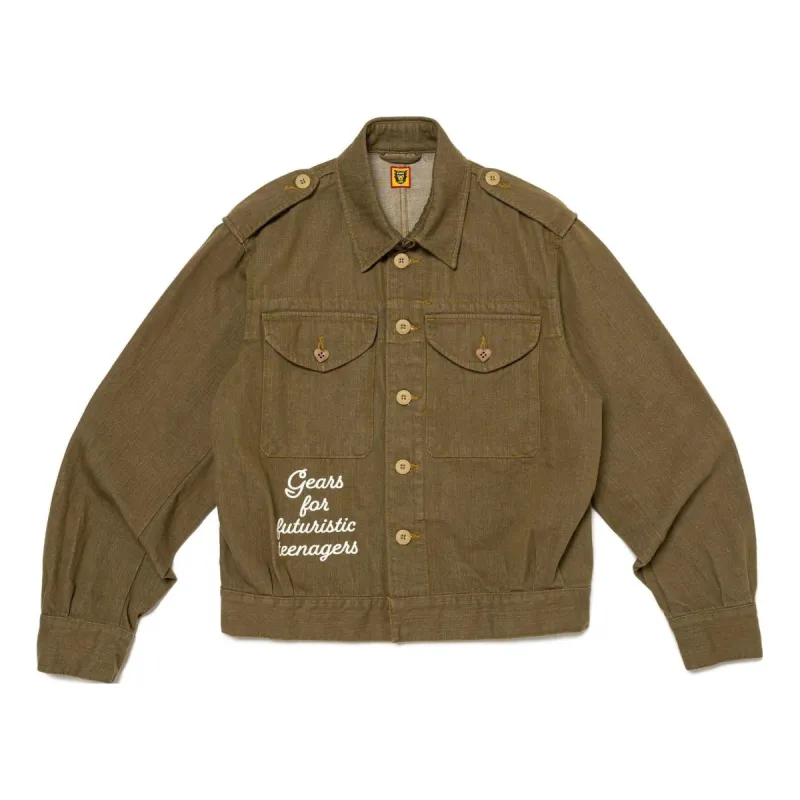 HUMAN MADE Military Denim Jacket 'Olive Drab' HM25JK007 sold by KicksCrew