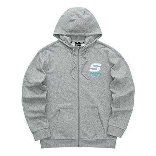 Skechers Colorful Casual Series Letter Zip-up Hooded Jacket 'Grey White' L321U142-004F sold by KicksCrew