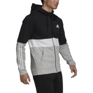 adidas Essentials Fleece Full-Zip Hoodie 'Black White Grey' GV5244 sold by KicksCrew