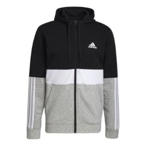 adidas Essentials Fleece Full-Zip Hoodie 'Black White Grey' GV5244 sold by KicksCrew