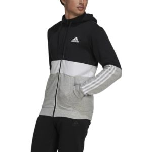 adidas Essentials Fleece Full-Zip Hoodie 'Black White Grey' GV5244 sold by KicksCrew
