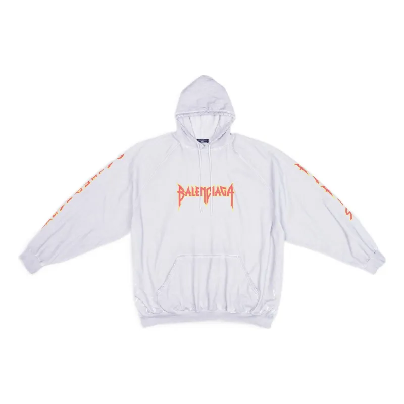 Balenciaga Metallica Hoodie Oversized Fit 'Dirty White Orange' 697879TMV890901 sold by KicksCrew