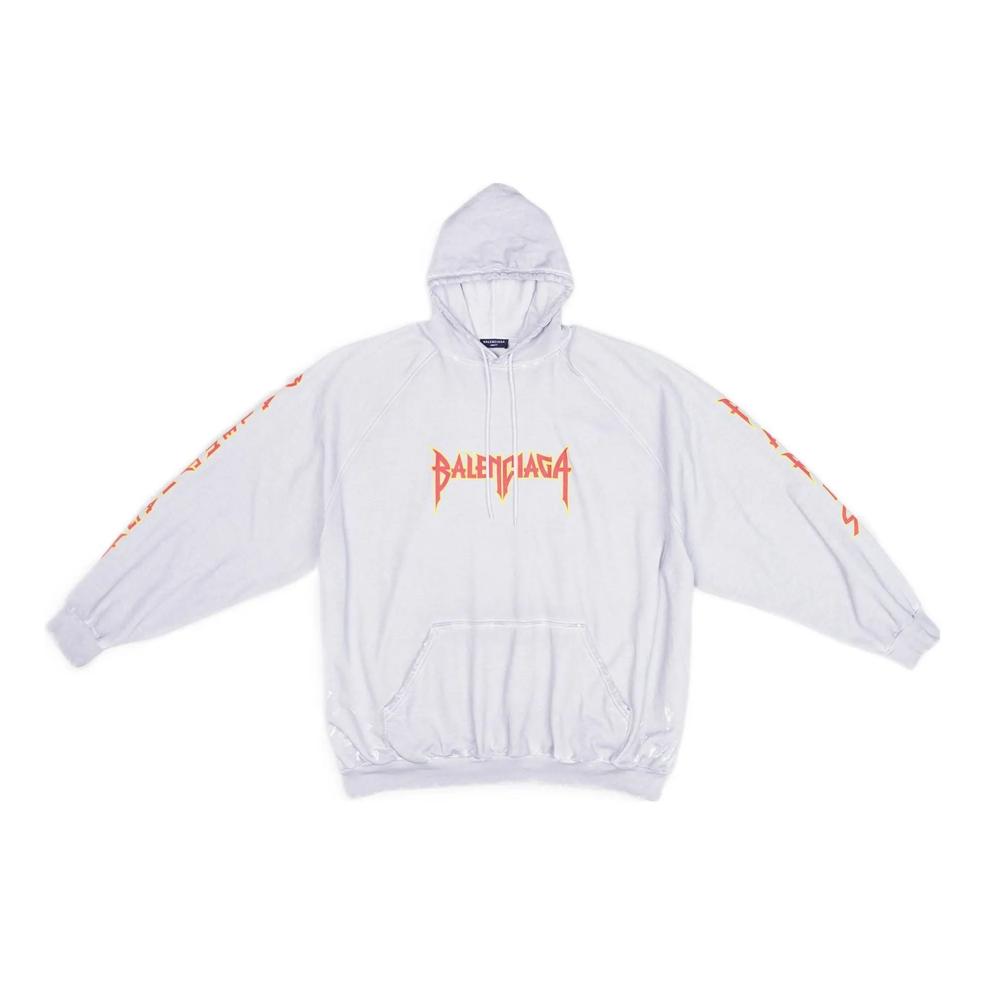 Balenciaga Metallica Hoodie Oversized Fit 'Dirty White Orange' 697879TMV890901 sold by KicksCrew