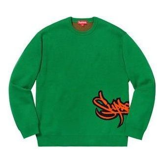 Supreme Tag Logo Sweater 'Green Red' SUP-SS19-150 sold by KicksCrew