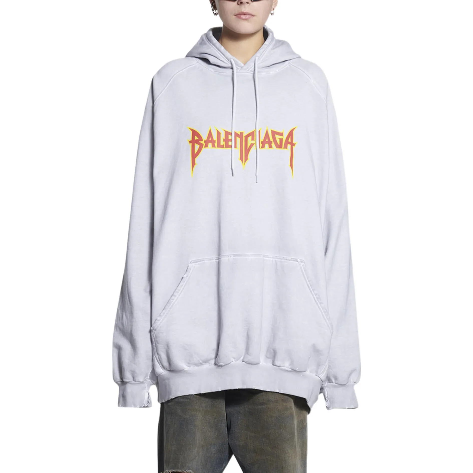 Balenciaga Metallica Hoodie Oversized Fit 'Dirty White Orange' 697879TMV890901 sold by KicksCrew product image thumbnail 4