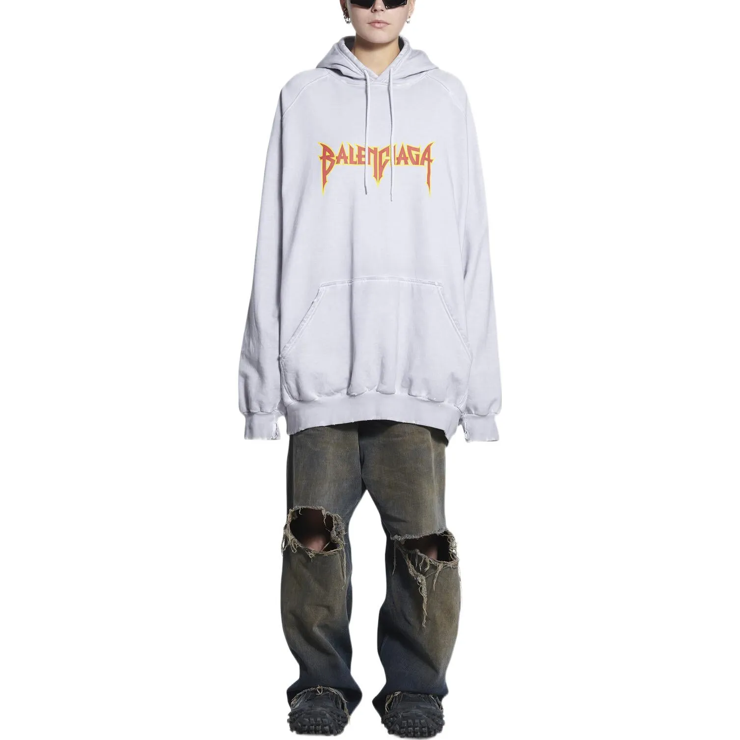 Balenciaga Metallica Hoodie Oversized Fit 'Dirty White Orange' 697879TMV890901 sold by KicksCrew product image thumbnail 3