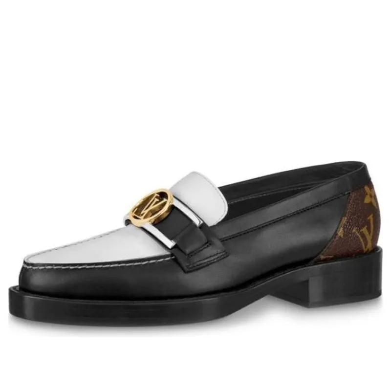 (WMNS) LOUIS VUITTON Academy Flat Loafers 'Black with Monogram Back' 1A66QN sold by KicksCrew