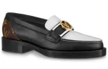 (WMNS) LOUIS VUITTON Academy Flat Loafers 'Black with Monogram Back' 1A66QN sold by KicksCrew