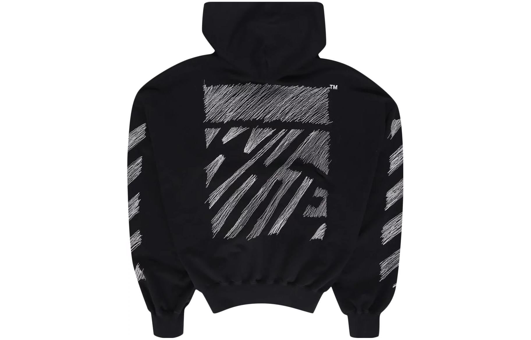 Off-White Scribble Diag-print Cotton Hoodie 'Black' OMBB110S23FLE0051001 sold by KicksCrew product image thumbnail 2