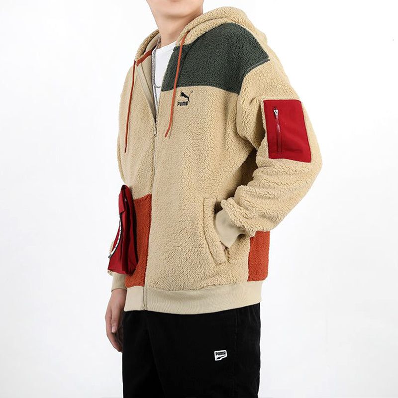 Puma Retro Block Sherpa Full-Zip Hoodie 'Beige Red Green' 530711-12 sold by KicksCrew product image thumbnail 5