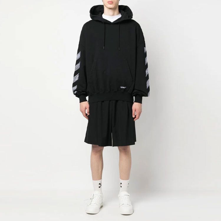 Off-White Scribble Diag-print Cotton Hoodie 'Black' OMBB110S23FLE0051001 sold by KicksCrew product image thumbnail 3