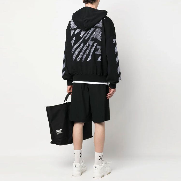 Off-White Scribble Diag-print Cotton Hoodie 'Black' OMBB110S23FLE0051001 sold by KicksCrew product image thumbnail 4