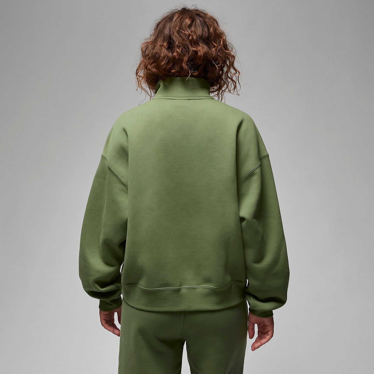 (WMNS) Air Jordan Flight Fleece 1/4 Zip Top 'Sky J Light Olive' FD7222-340 sold by KicksCrew product image thumbnail 5