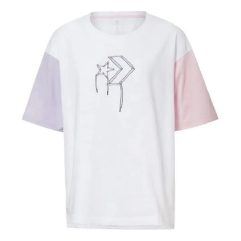 (WMNS) Converse Logo Printed T-Shirt 'White Pink' 10020854-A01 sold by KicksCrew