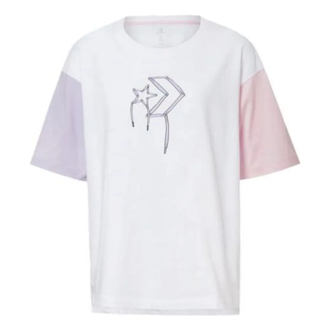 (WMNS) Converse Logo Printed T-Shirt 'White Pink' 10020854-A01 sold by KicksCrew