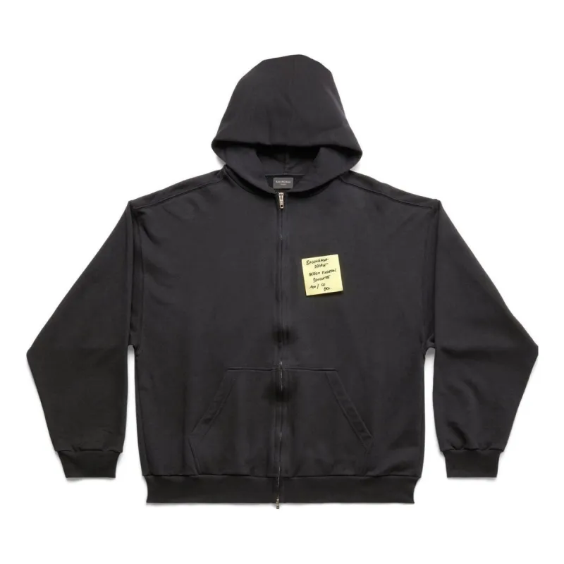 Balenciaga Sticky Note Zip-Up Hoodie Medium Fit 'Black Faded' 744457TOVD31055 sold by KicksCrew