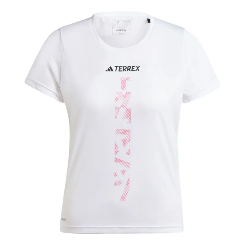 (WMNS) adidas Terrex Agravic Trail T-shirt Asia Sizing 'White Pink' JJ4735 sold by KicksCrew