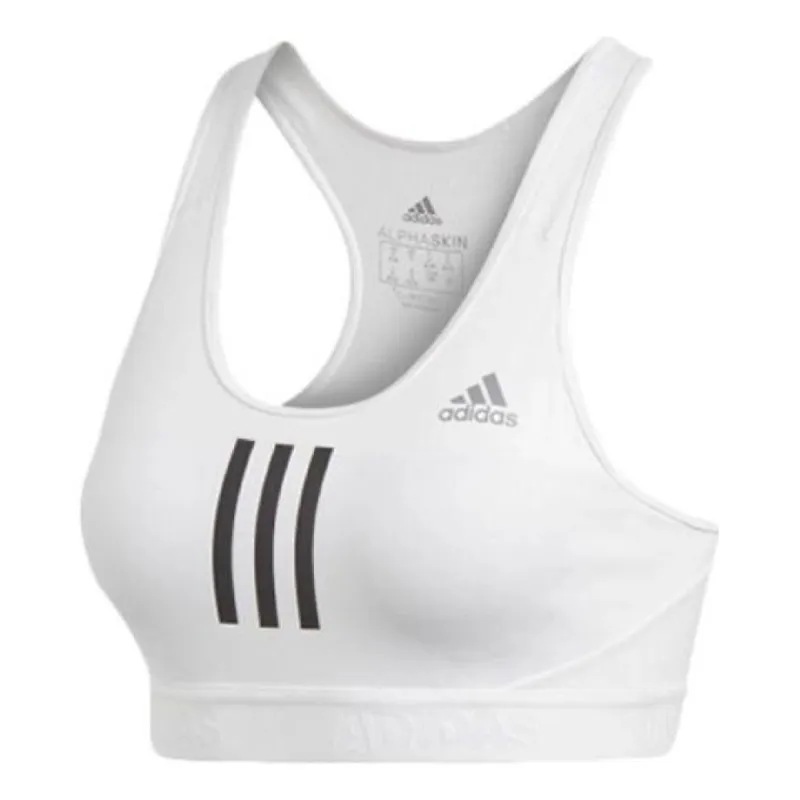 (WMNS) adidas 3-Stripes Bra Asia Sizing 'White Black' DT4027 sold by KicksCrew