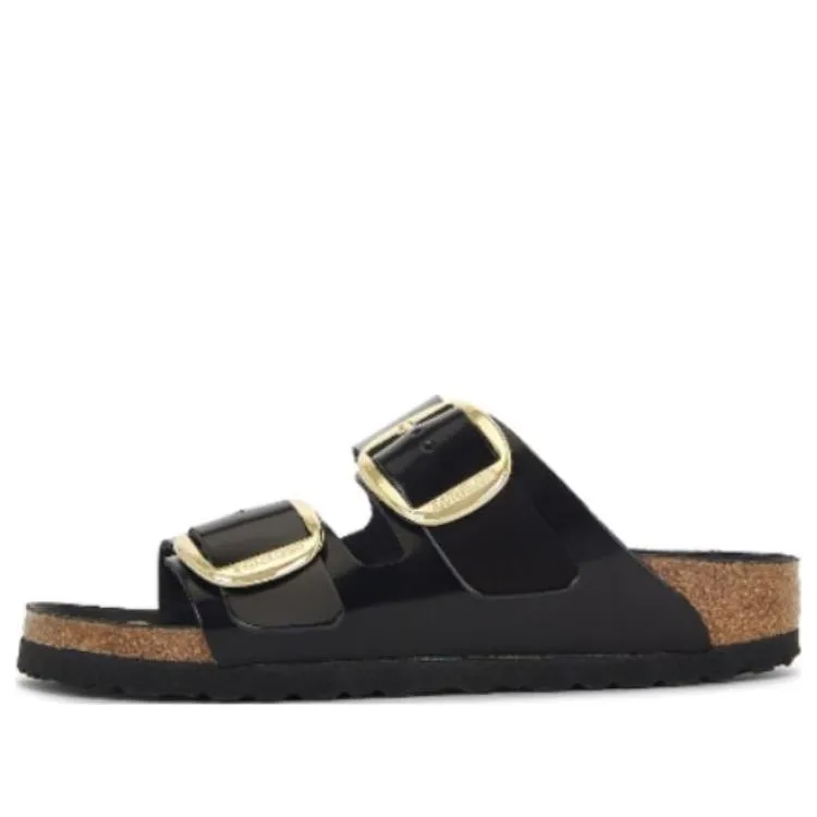 (WMNS) Birkenstock Arizona Big Buckle Natural Leather Narrow Fit Sandals 'Patent High Shine Black' 1021476 sold by KicksCrew