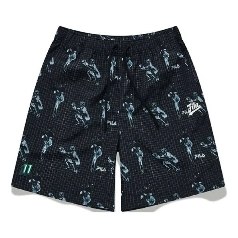FILA FUSION Full Print Baseball Woven Sports 5-Inch Shorts 'Black Teal' T11M132601F-BK sold by KicksCrew