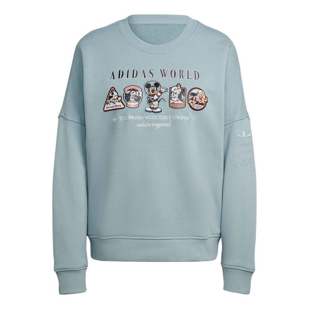 (WMNS) Adidas Loose Disney Sweatshirt 'Teal' HL9057 sold by KicksCrew