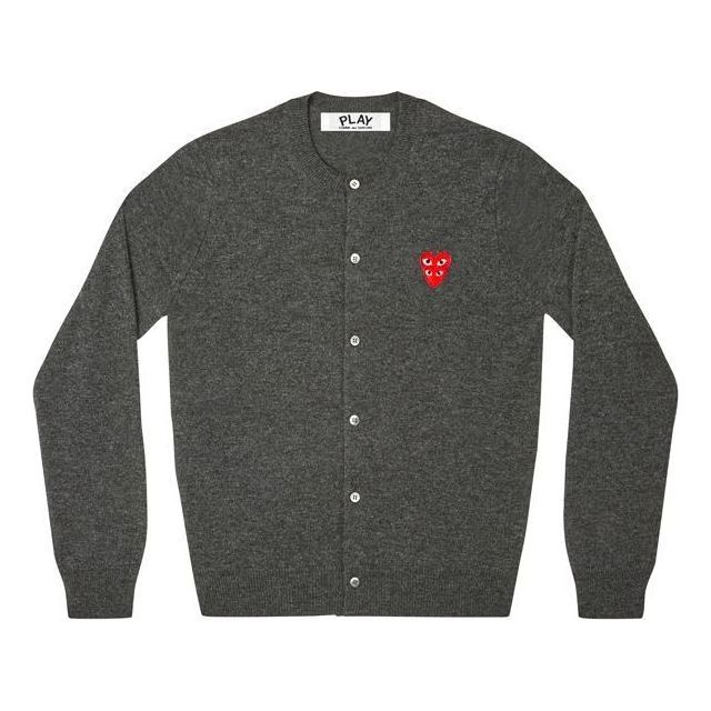 (WMNS) COMME des GARCONS PLAY Cardigan Red Emblem 'Grey' AZ-N075-051-2 sold by KicksCrew