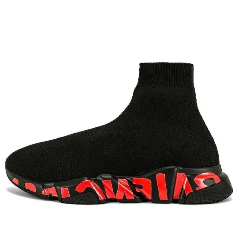 Balenciaga Speed 2.0 Sneakers 'Black Knit with Red Graffiti and Black Sole Unit' 645334W2DBY1016 sold by KicksCrew