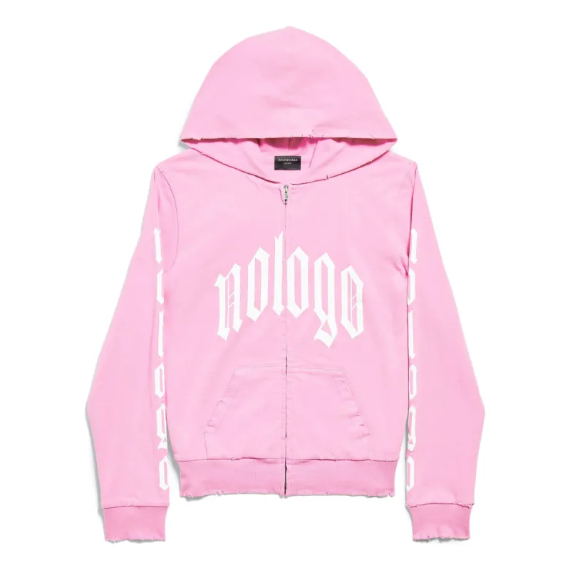 (WMNS) Balenciaga Nologo Zip-up Hoodie Small Fit 'Light Pink White' 788243TQVK55708 sold by KicksCrew