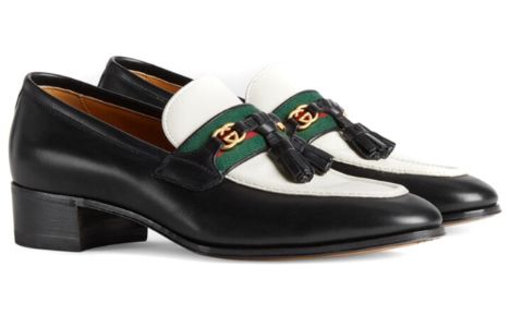 (WMNS) GUCCI Loafer with Web and Interlocking G 'Black White' 674662-1W6B0-1170 sold by KicksCrew