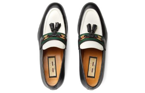 (WMNS) GUCCI Loafer with Web and Interlocking G 'Black White' 674662-1W6B0-1170 sold by KicksCrew