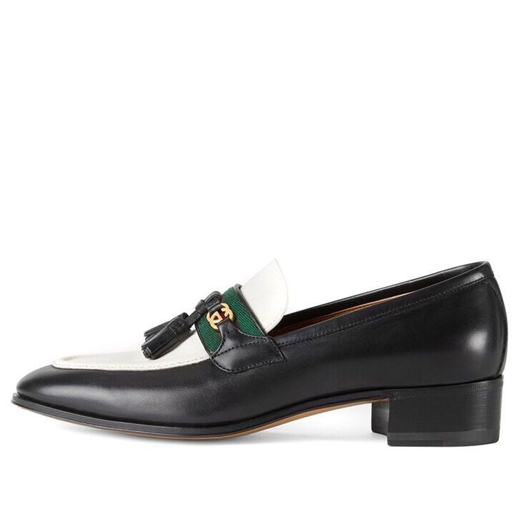 (WMNS) GUCCI Loafer with Web and Interlocking G 'Black White' 674662-1W6B0-1170 sold by KicksCrew