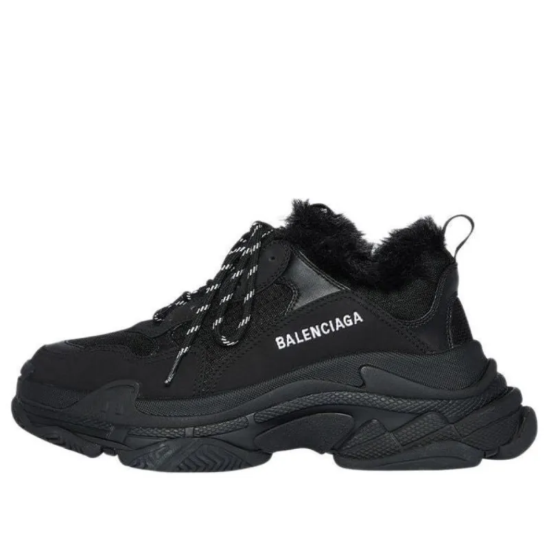 (WMNS) Balenciaga Triple S 'Fake Fur - Black' 668562W3CQ51000 sold by KicksCrew