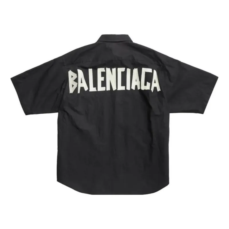 Balenciaga Tape Type Short Sleeve Shirt Large Fit 'Black' 738761TNM601000 sold by KicksCrew