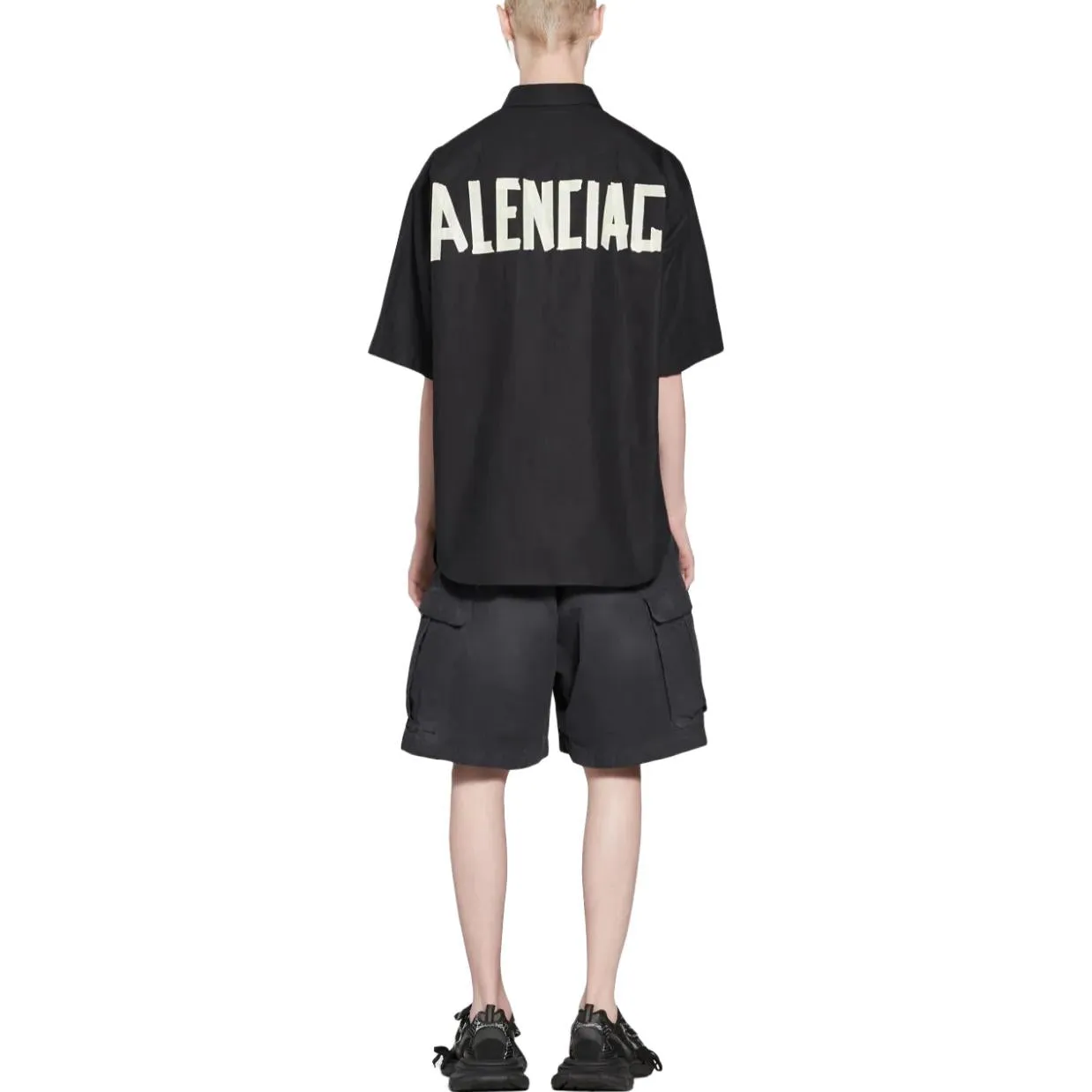 Balenciaga Tape Type Short Sleeve Shirt Large Fit 'Black' 738761TNM601000 sold by KicksCrew product image thumbnail 3