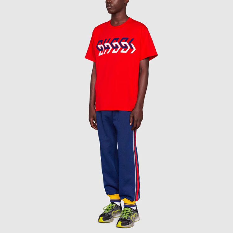 GUCCI SS22 Cotton jersey T-shirt with Gucci mirror print 'Red' 616036-XJDV9-6229 sold by KicksCrew product image thumbnail 3