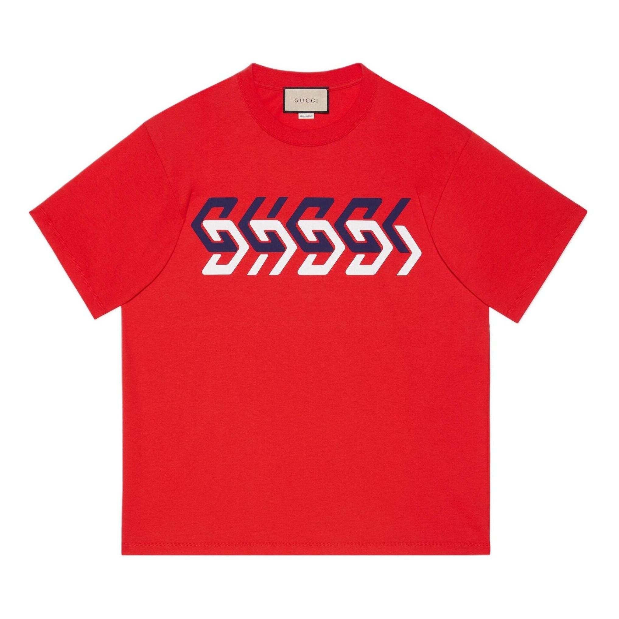 GUCCI SS22 Cotton jersey T-shirt with Gucci mirror print 'Red' 616036-XJDV9-6229 sold by KicksCrew